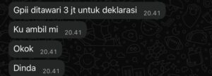 Salah satu chat yang discrensut