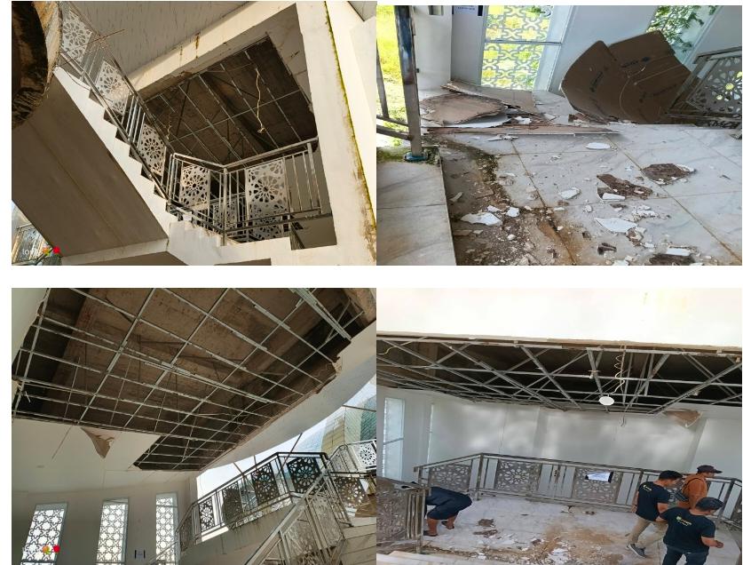Hasil foto yang dihasilkan media KutipNusantara dilokasi terjadinya plapon runtuh.